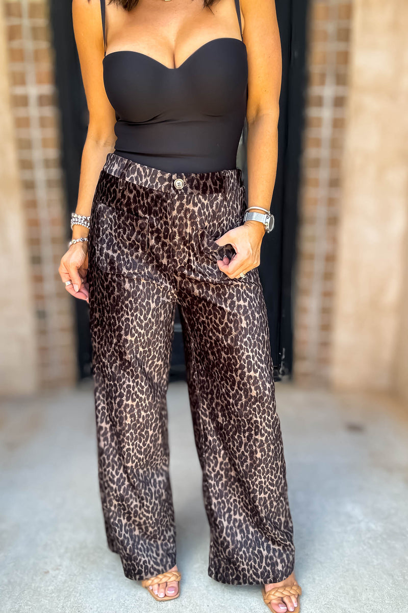 Running Errands Wide Leg Leopard Pants