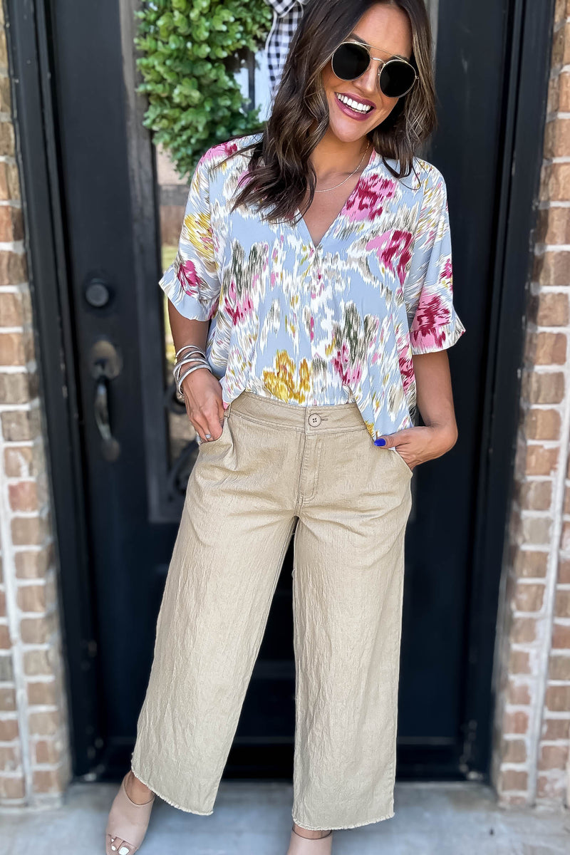 Taupe Washing Cotton Loose Pants
