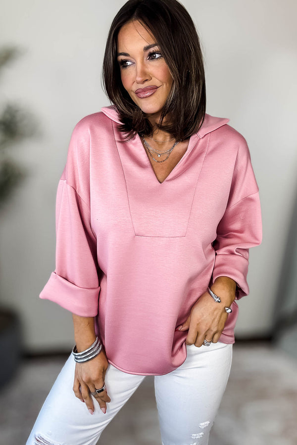 Walk With Me Mauve Scuba Top