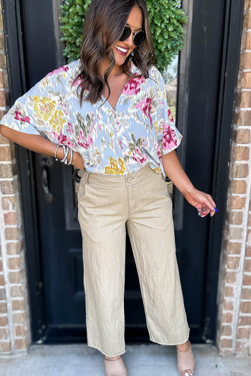 Taupe Washing Cotton Loose Pants