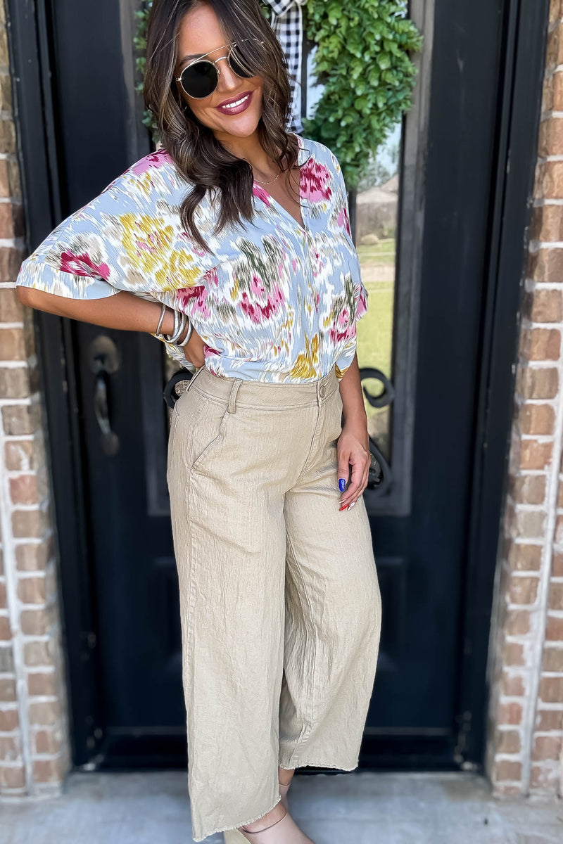 Taupe Washing Cotton Loose Pants