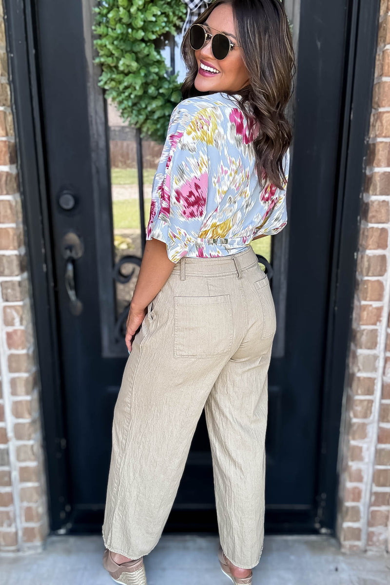 Taupe Washing Cotton Loose Pants