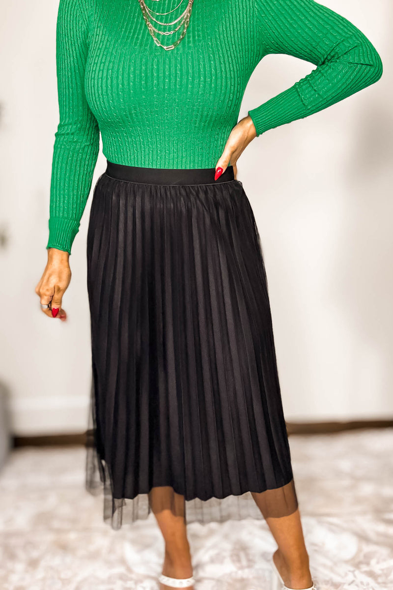 Tulle Black Double-layered Pleated Skirt