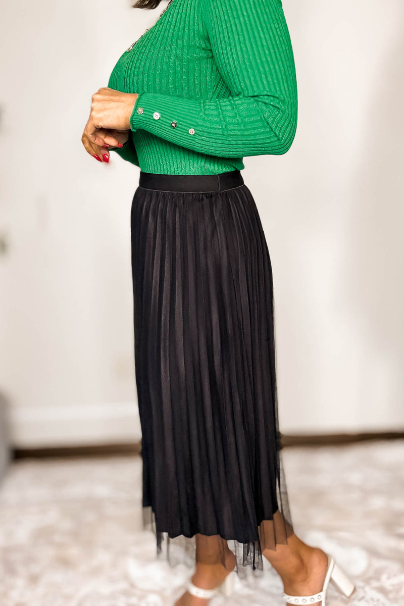 Tulle Black Double-layered Pleated Skirt