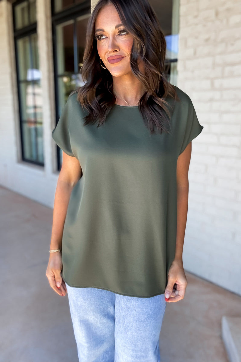 The Perfect Transitional Olive Green Top