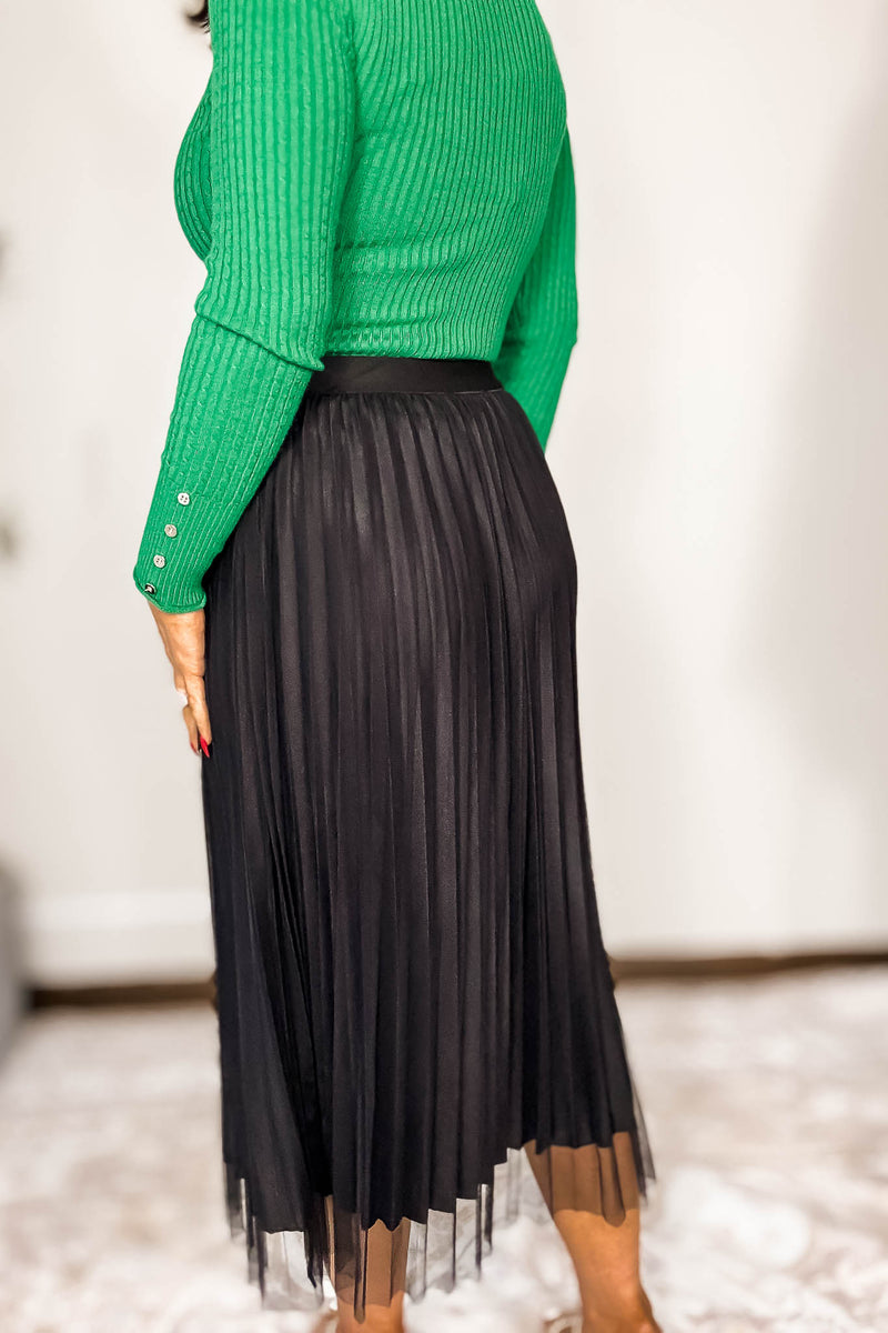 Tulle Black Double-layered Pleated Skirt