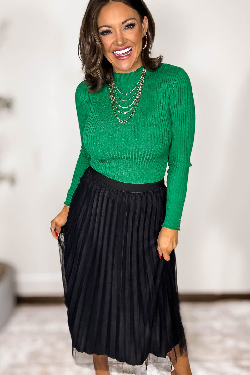 Tulle Black Double-layered Pleated Skirt