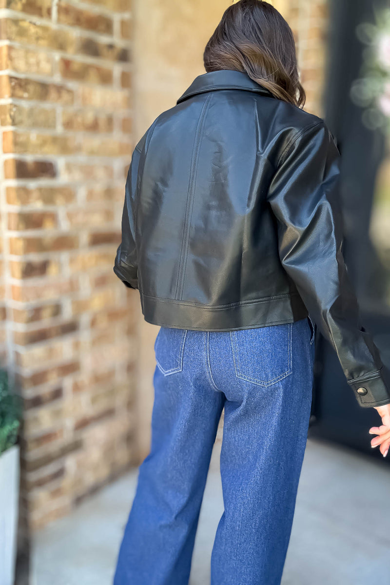 Time For Something New Black Pleather Jacket With Pockets