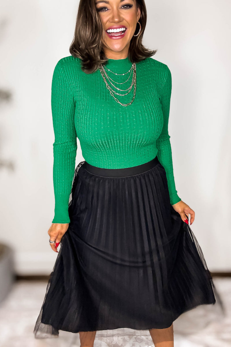 Tulle Black Double-layered Pleated Skirt
