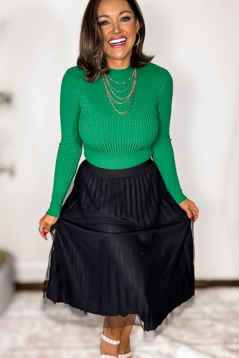 Tulle Black Double-layered Pleated Skirt
