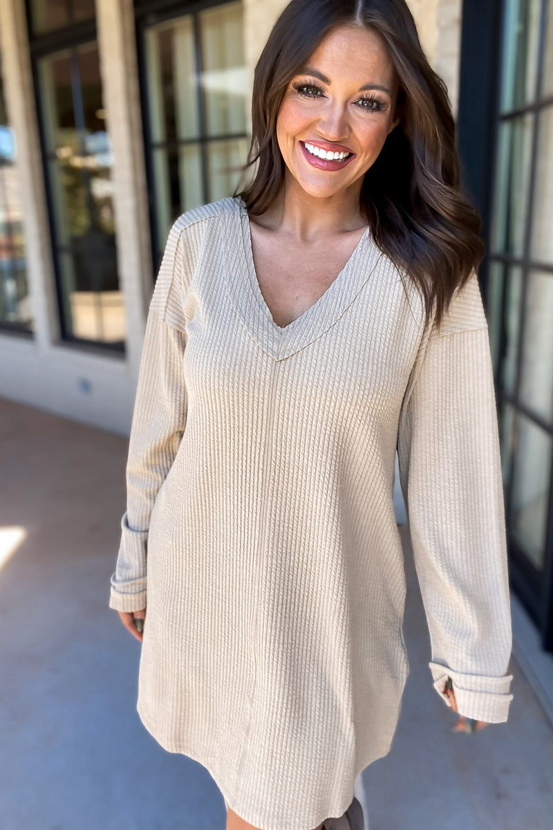 Forever Young Taupe Sweater Dress