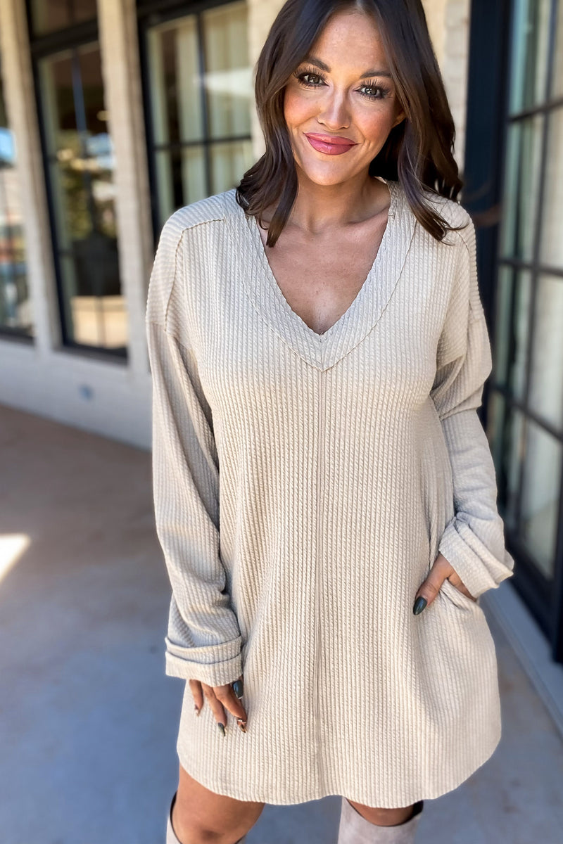 Forever Young Taupe Sweater Dress