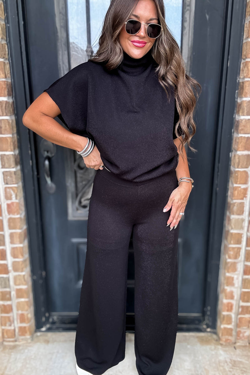 Here For It Black Sweater Pants