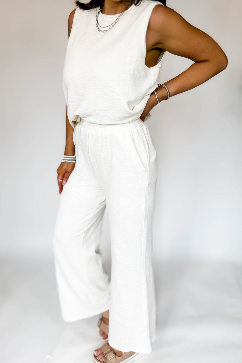 Listicle Cream Textured Pants