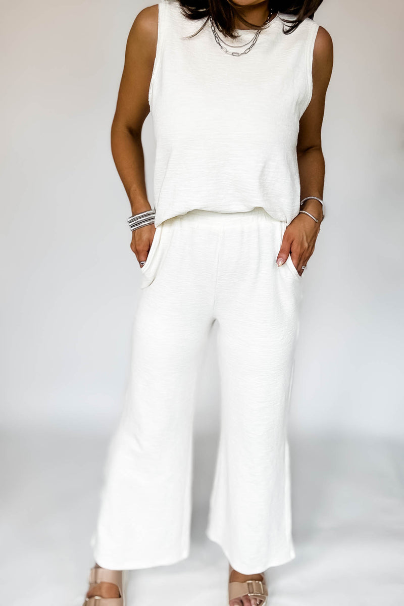 Listicle Cream Textured Pants