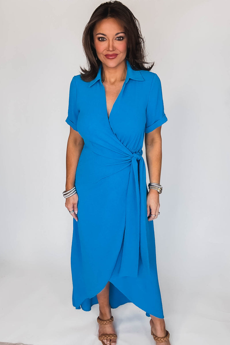 Date Night Surplice Blue Airflow Dress