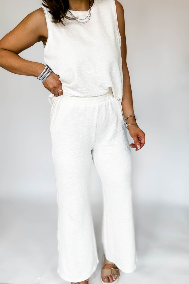 Listicle Cream Textured Pants