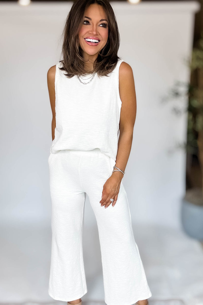 Listicle Cream Textured Pants