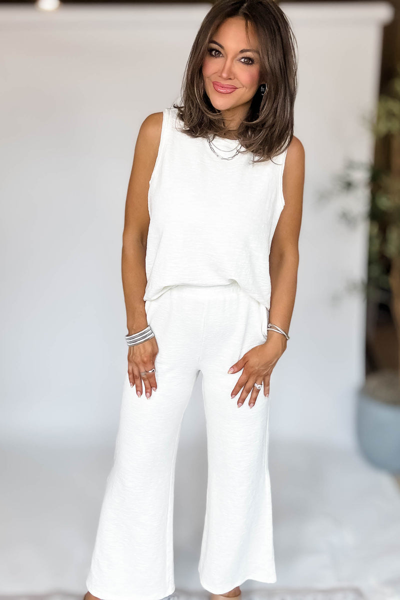 Listicle Cream Textured Pants