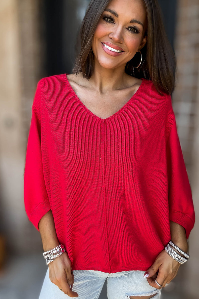Ruby Viscose V Neck Dolman Sweater
