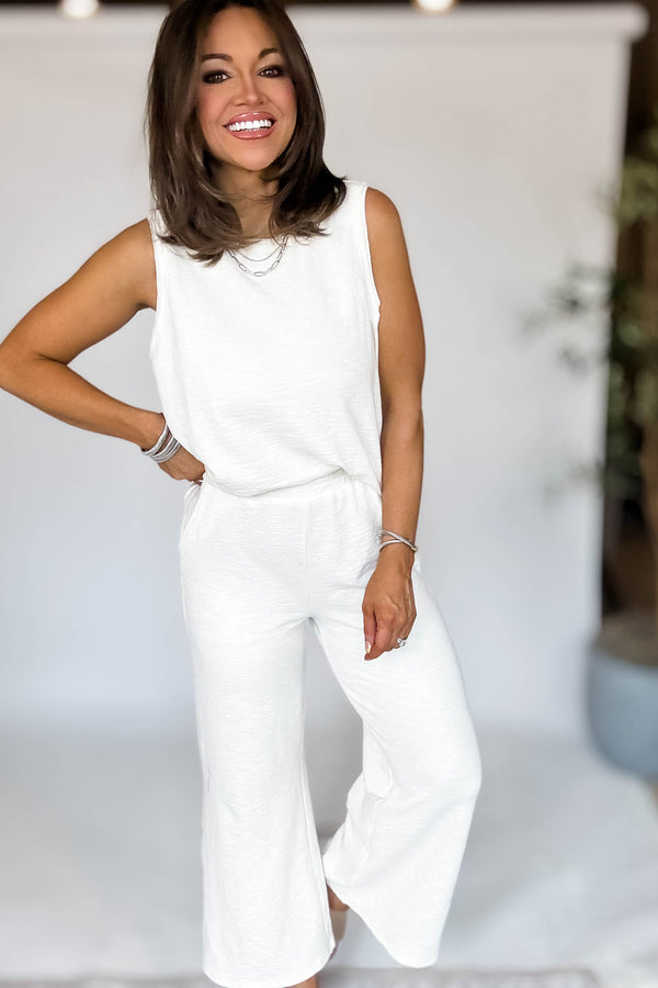 Listicle Cream Textured Pants