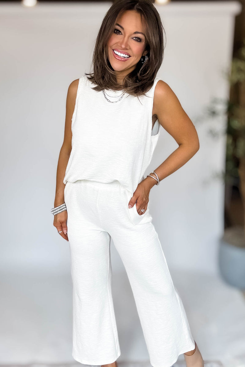 Listicle Cream Textured Pants