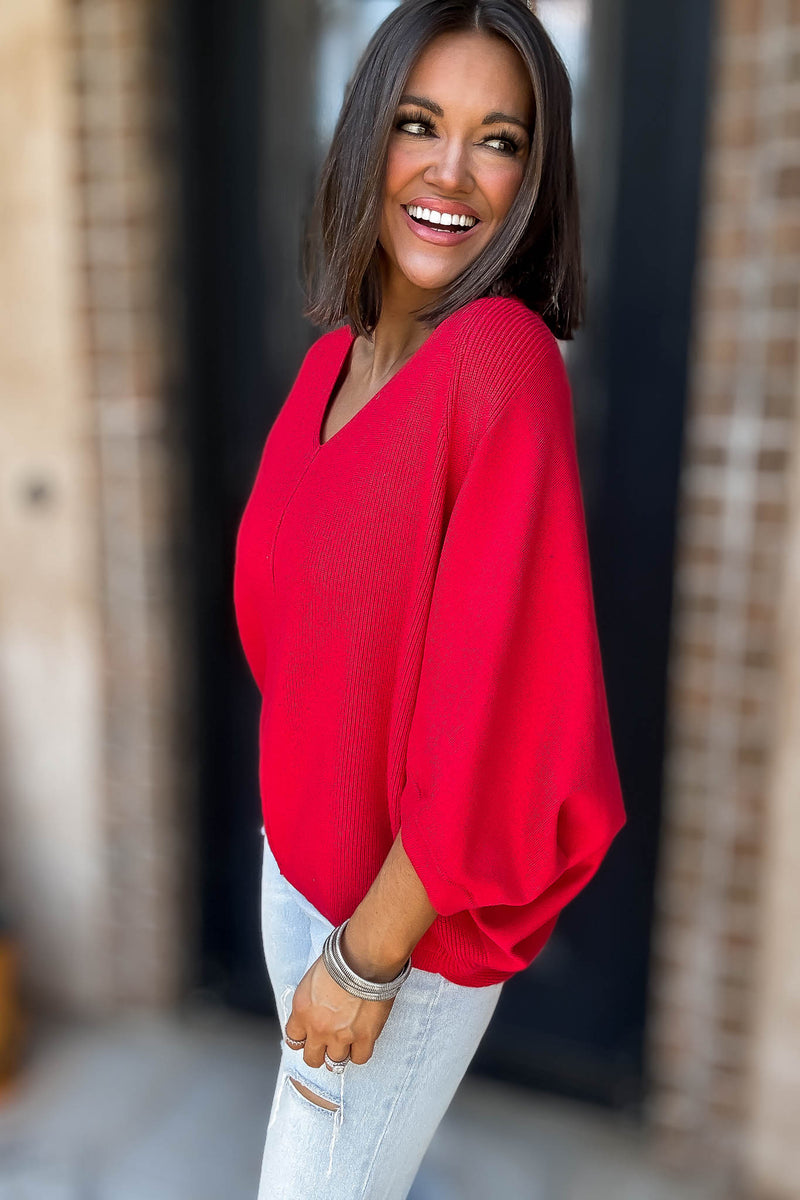Ruby Viscose V Neck Dolman Sweater