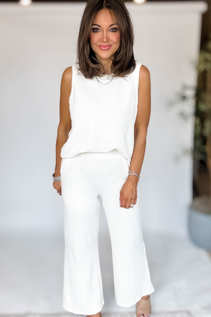 Listicle Cream Textured Pants