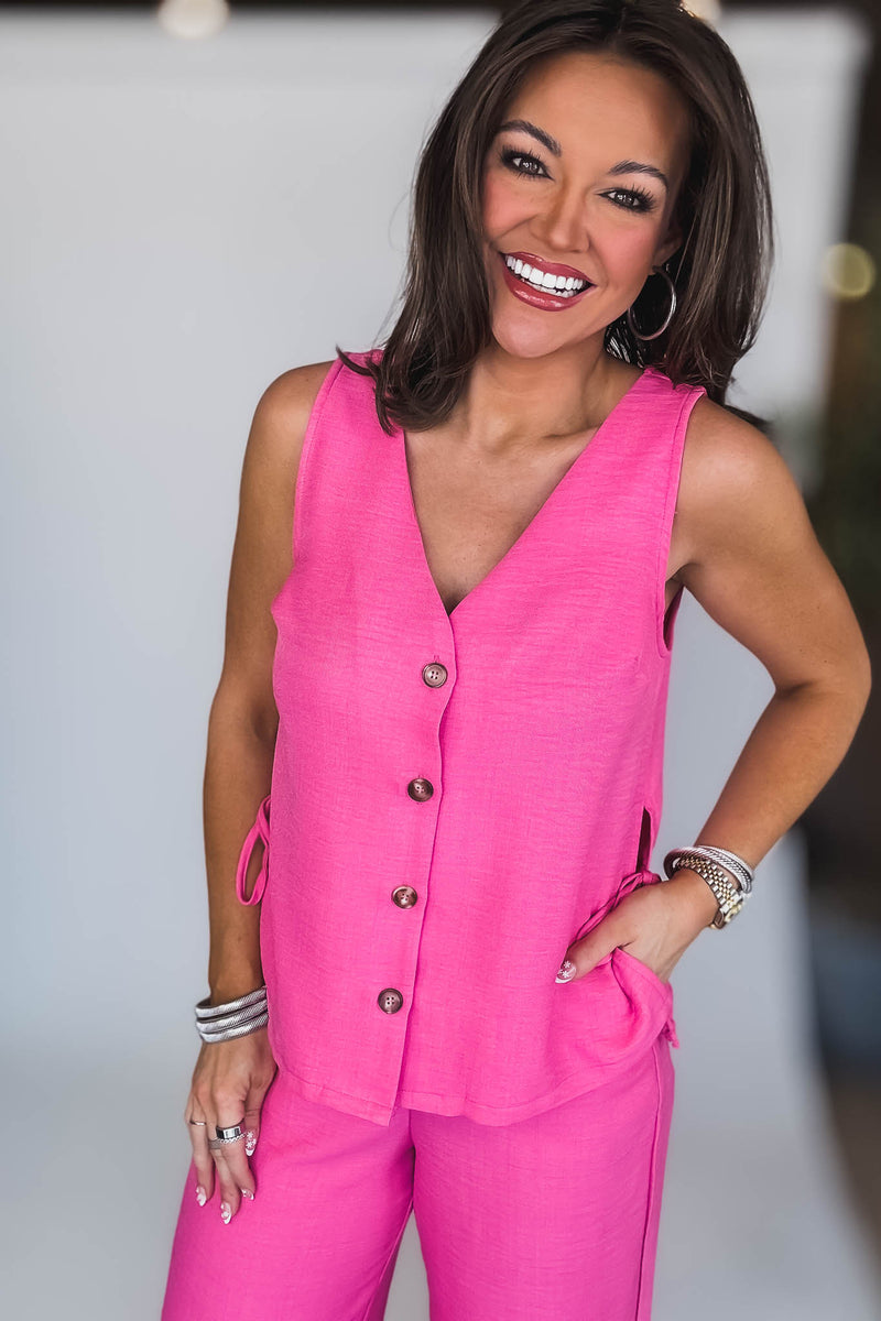 Vacation Vibes Pink Vest Top
