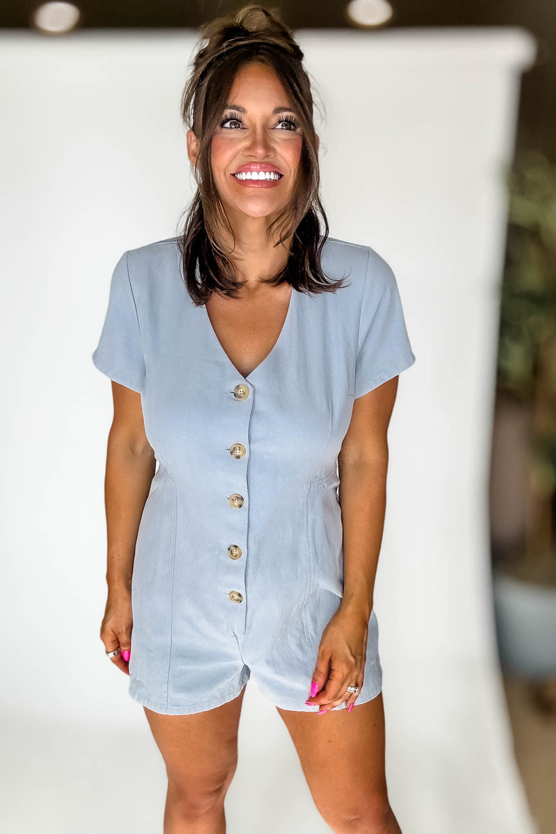 Blue Skies Button Romper
