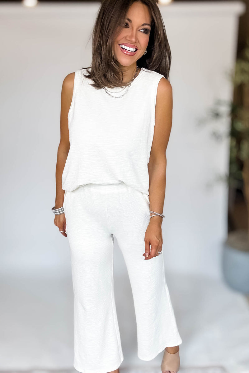 Listicle Cream Textured Pants