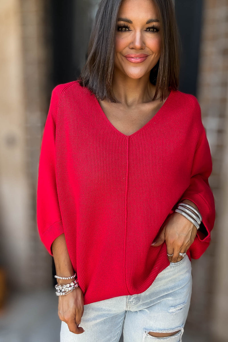 Ruby Viscose V Neck Dolman Sweater