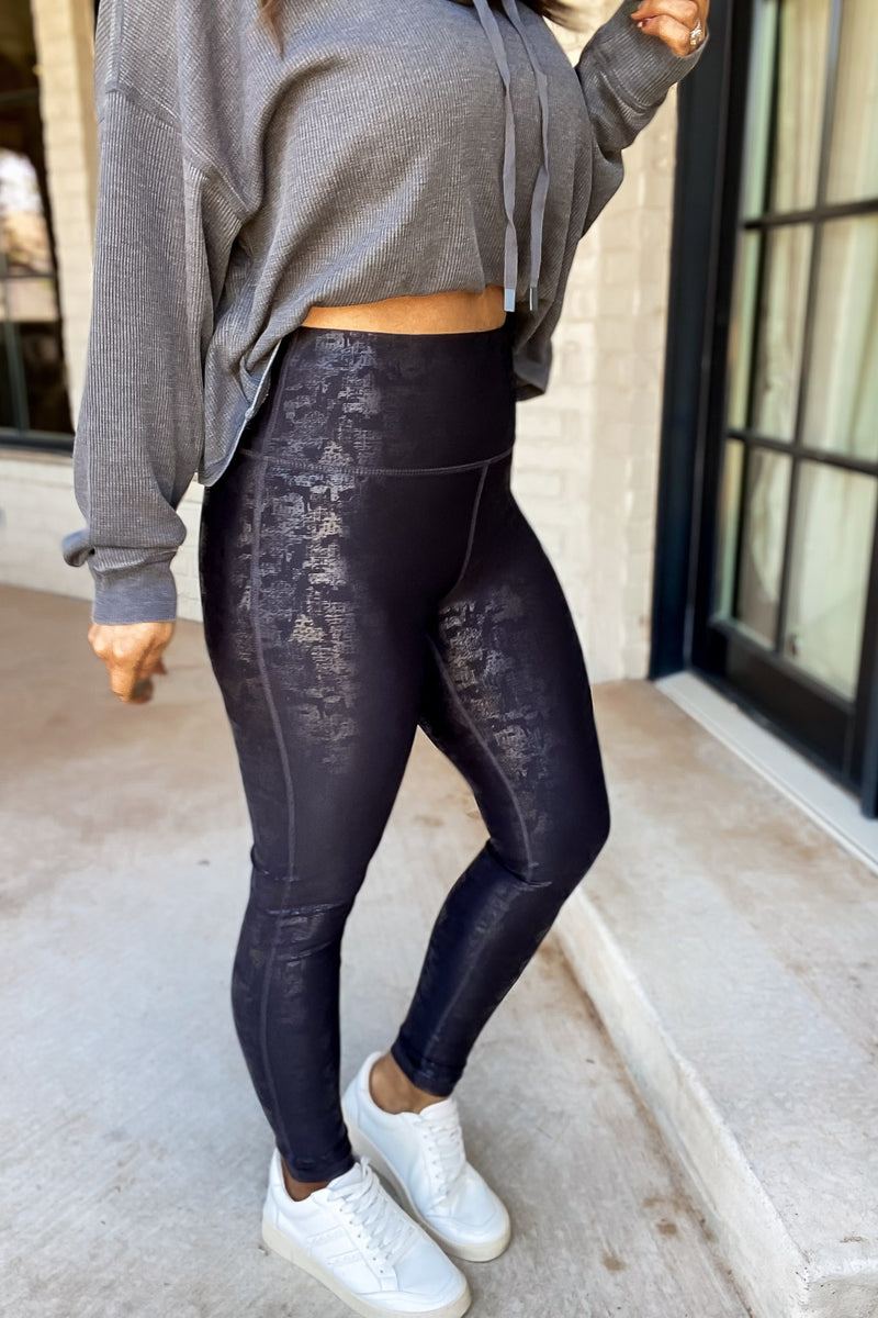 Sky Full Of Stars Black Foil Leggings