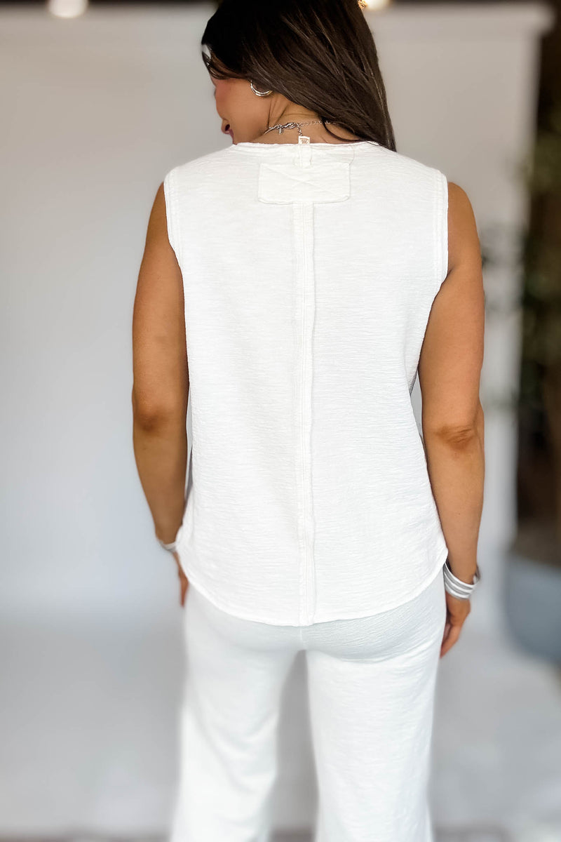 Listicle Cream Tank Textured Top