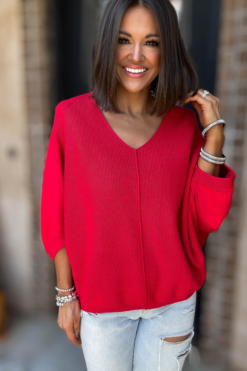 Ruby Viscose V Neck Dolman Sweater