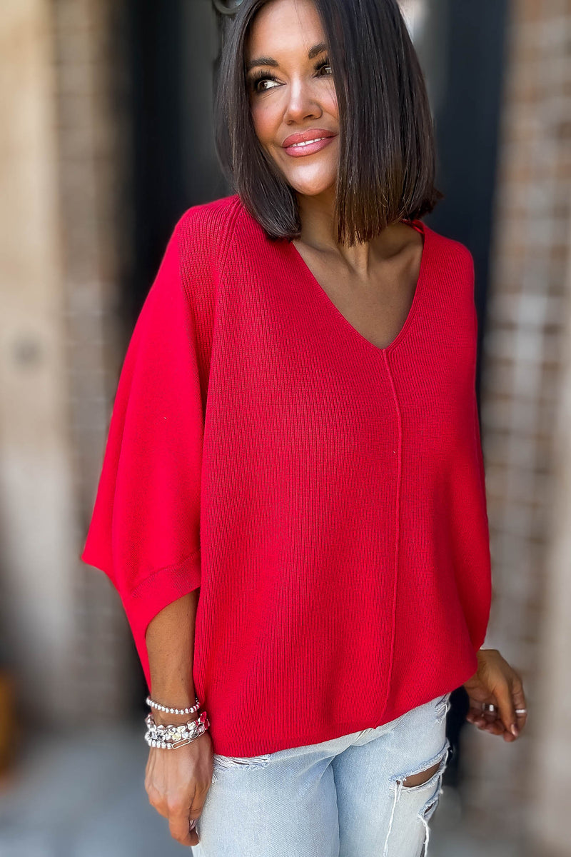 Ruby Viscose V Neck Dolman Sweater