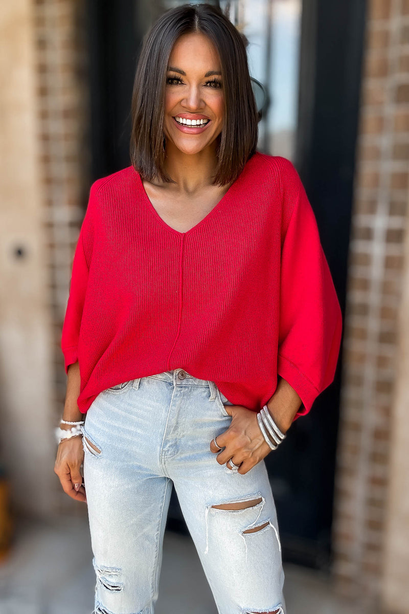 Ruby Viscose V Neck Dolman Sweater