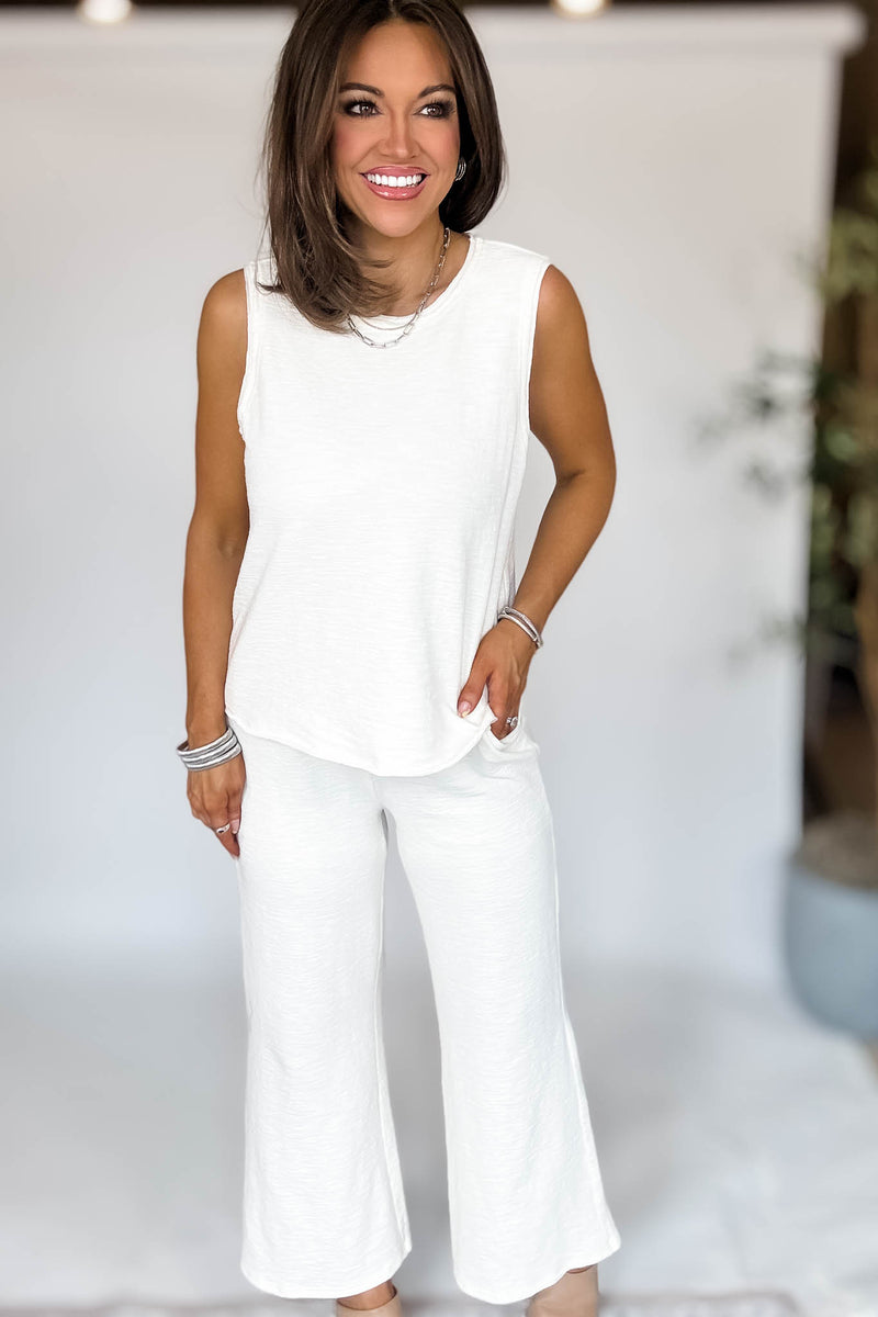 Listicle Cream Textured Pants