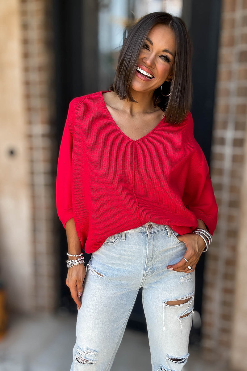 Ruby Viscose V Neck Dolman Sweater
