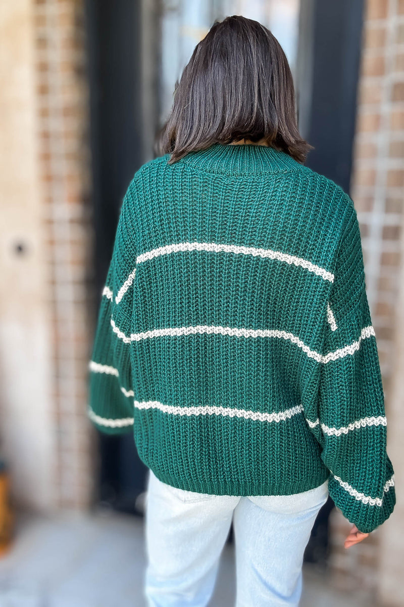 Hunter Green Oversize Striped Sweater