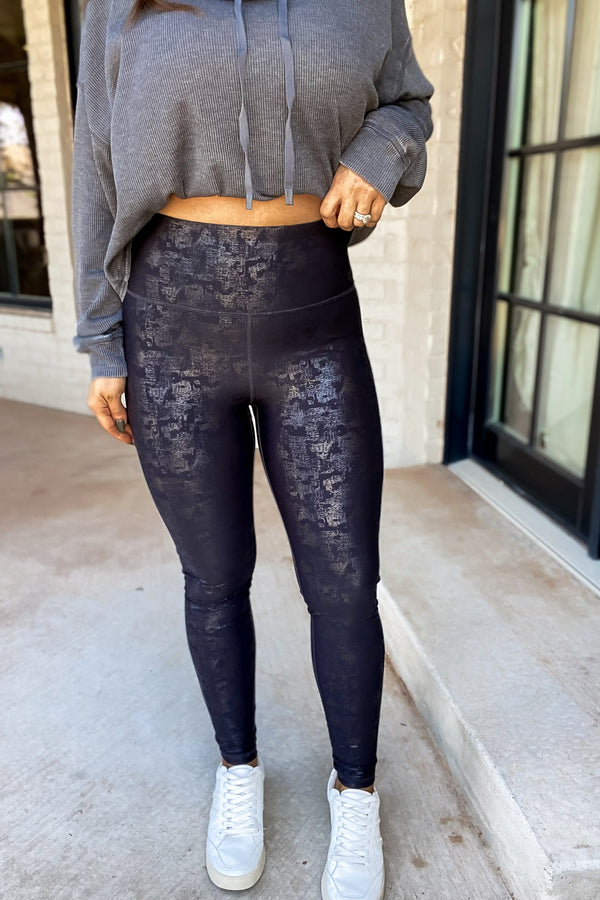 Sky Full Of Stars Black Foil Leggings