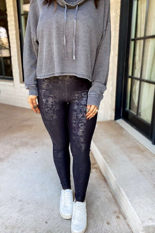 Sky Full Of Stars Black Foil Leggings