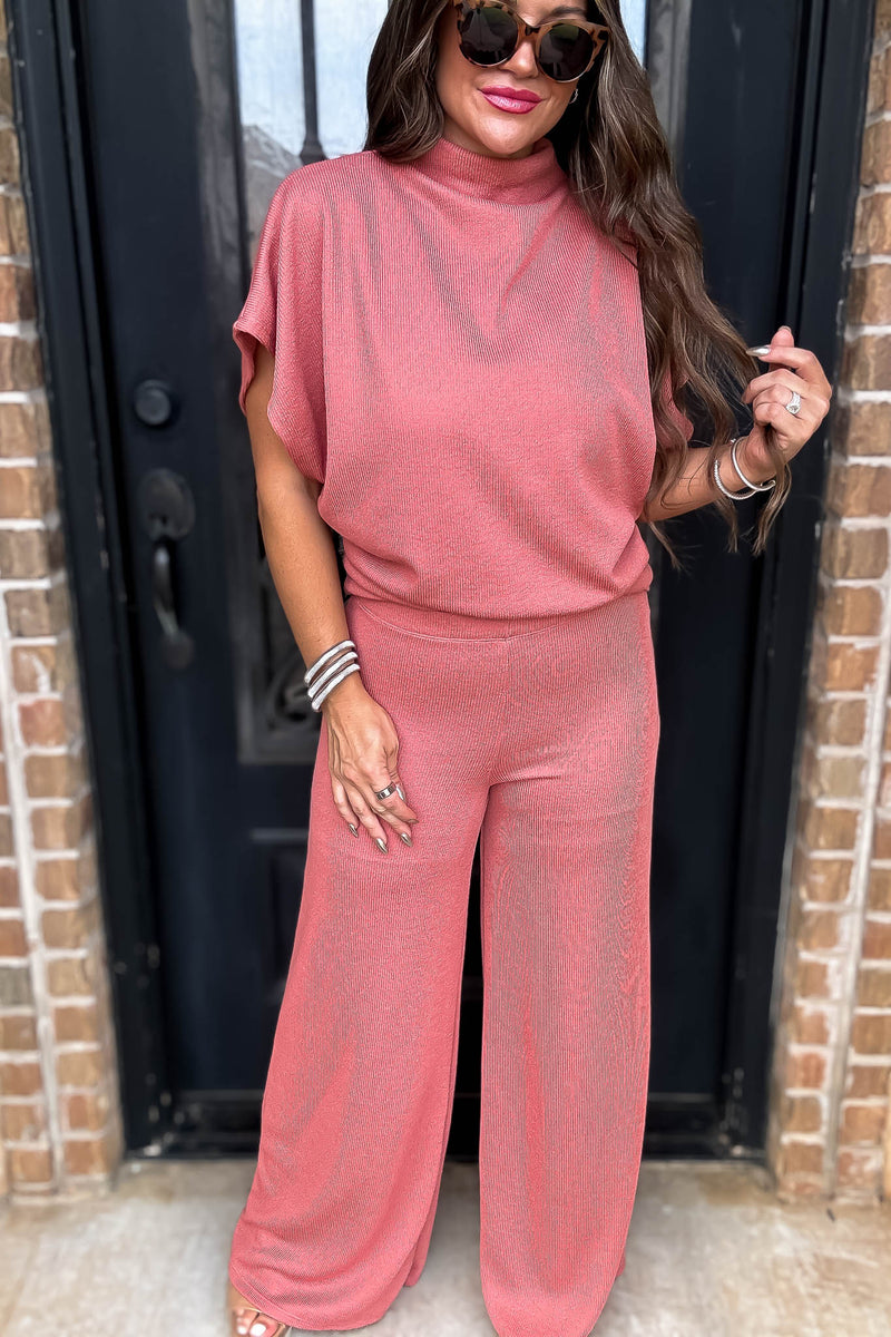 Here For It Salmon Sweater Pants