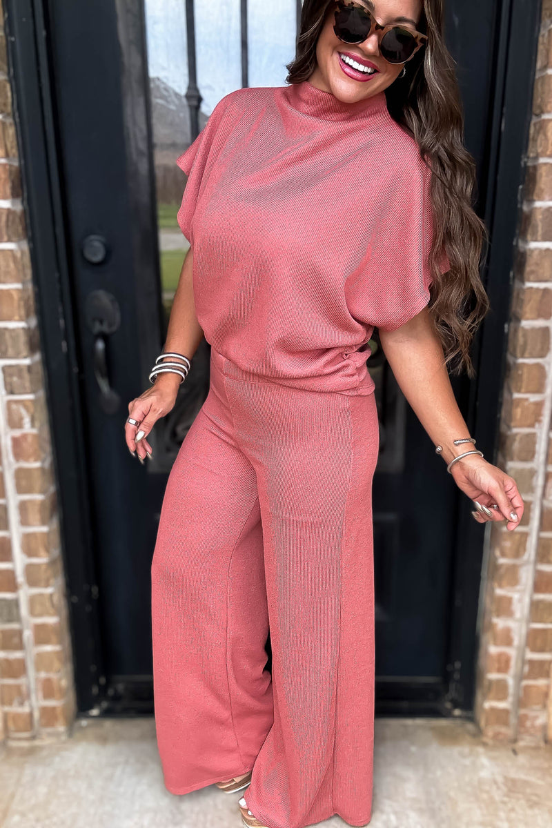 Here For It Salmon Sweater Pants