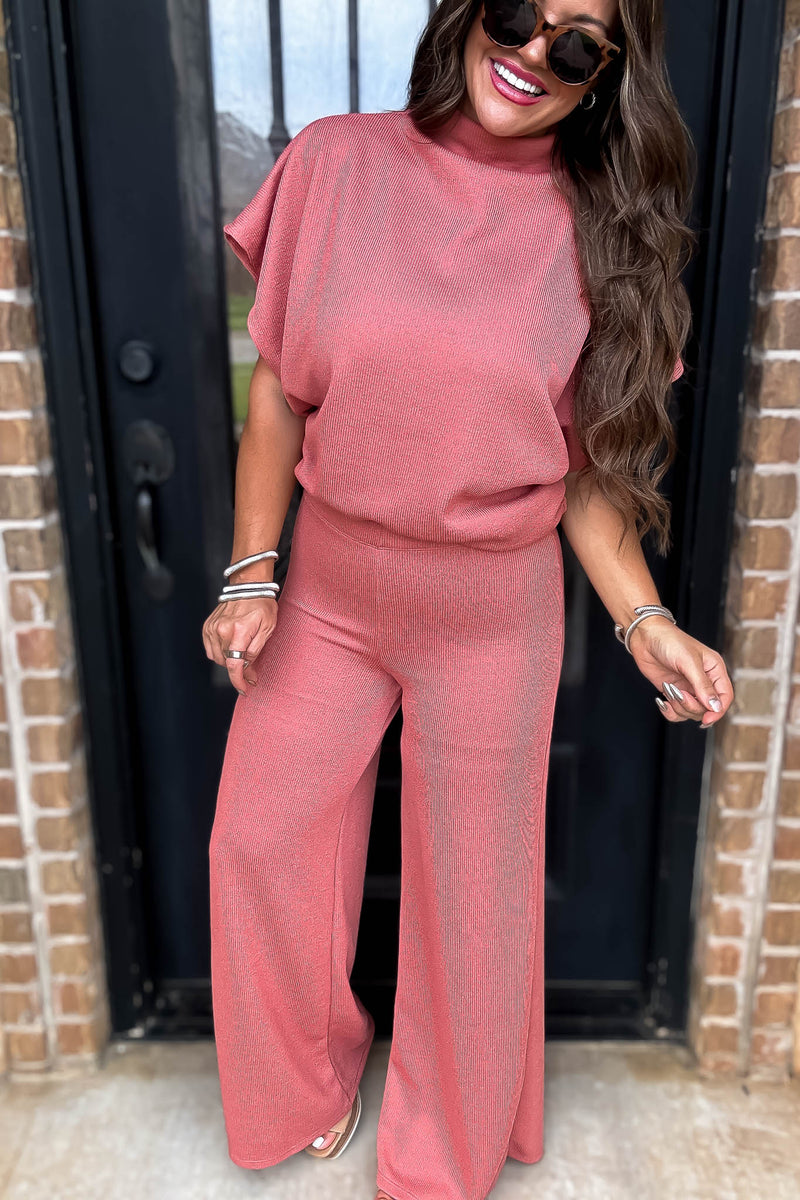Here For It Salmon Sweater Pants