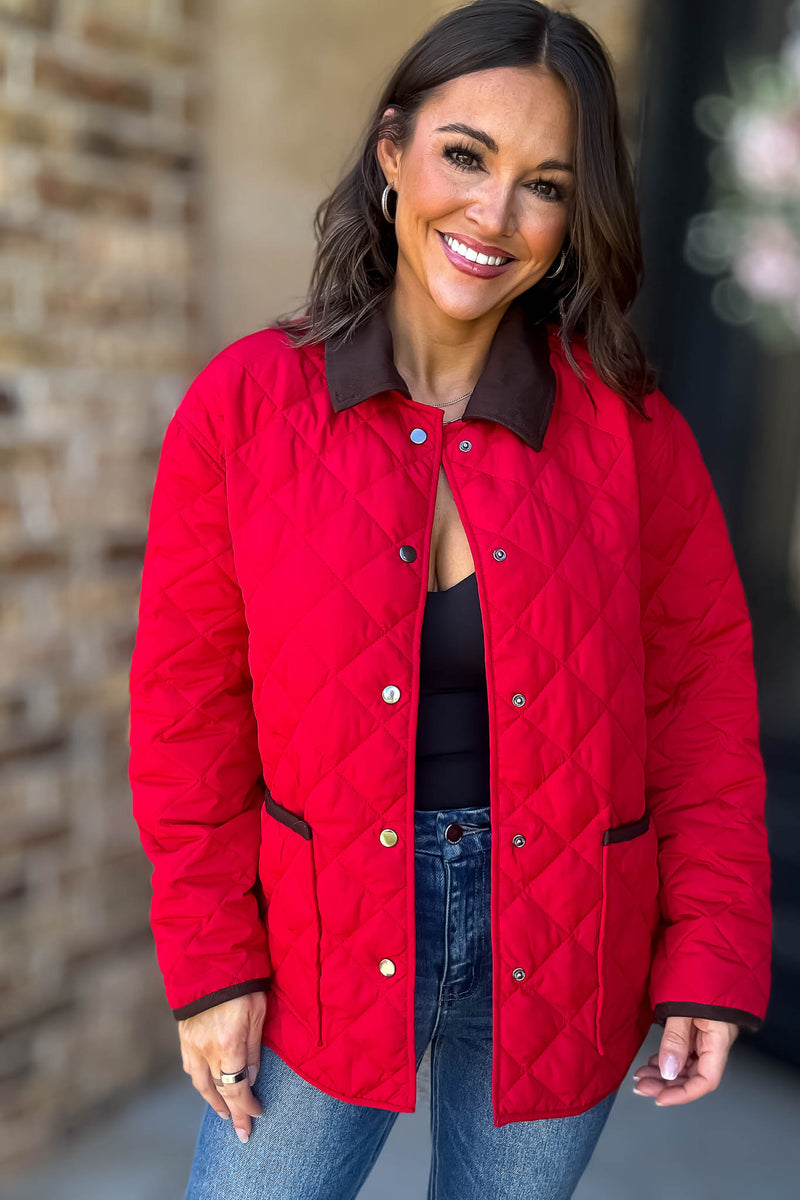 Burverry Red Quilted Puffer Jacket
