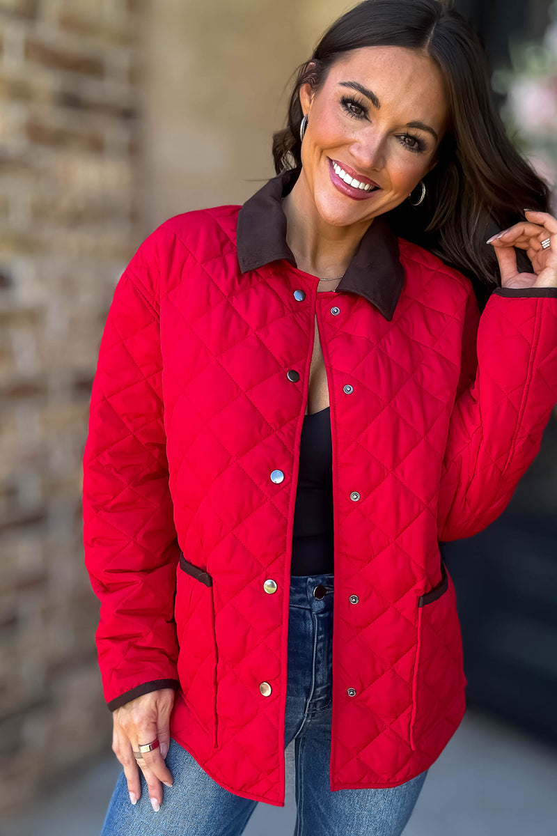 Burverry Red Quilted Puffer Jacket