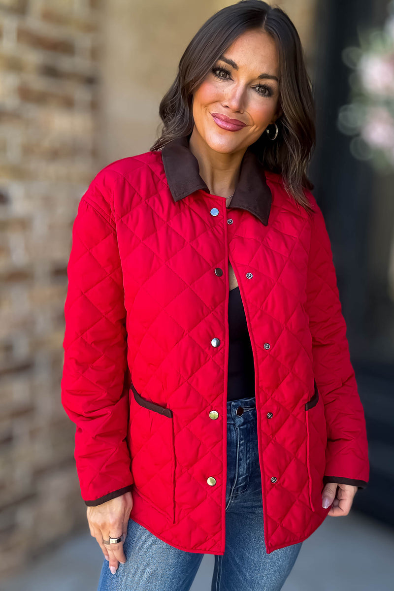 Burverry Red Quilted Puffer Jacket