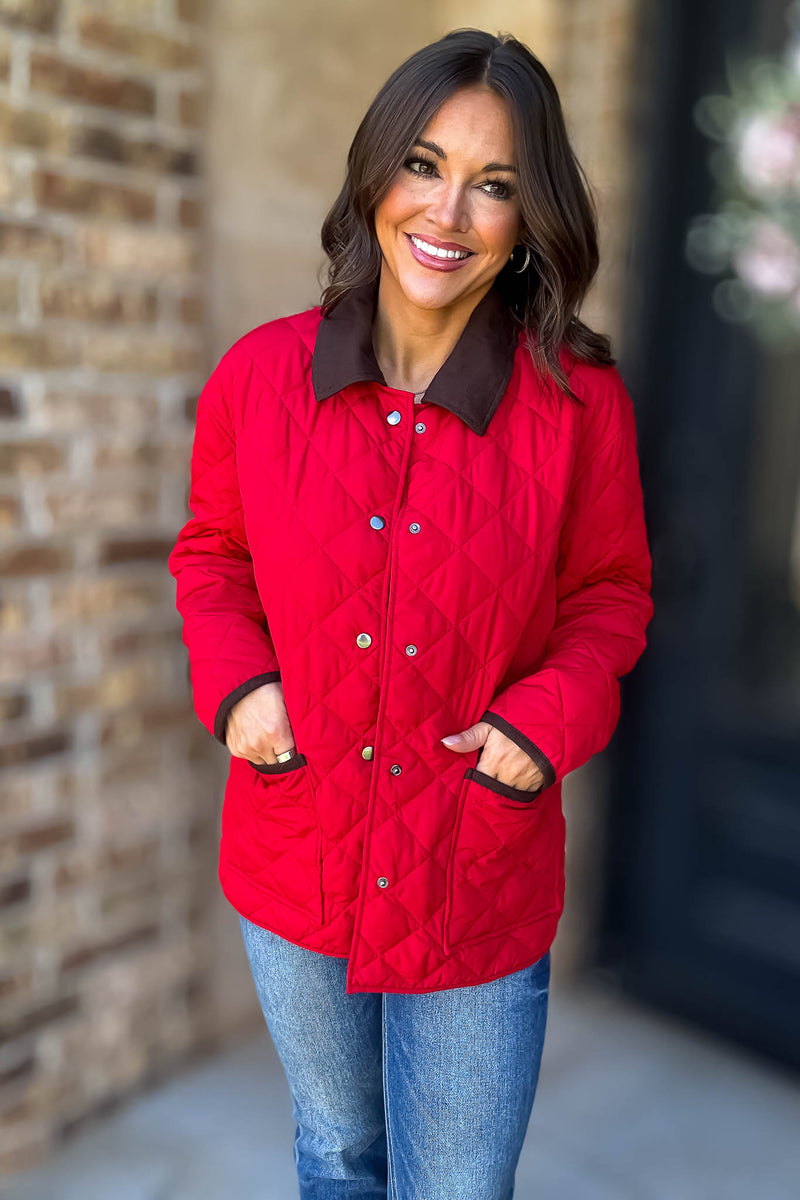 Burverry Red Quilted Puffer Jacket