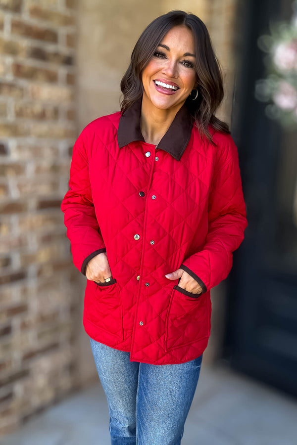 Burverry Red Quilted Puffer Jacket